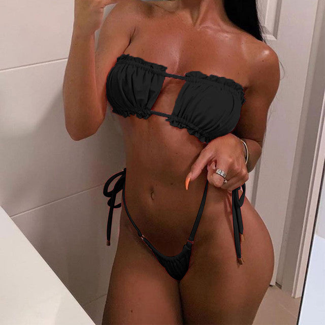 Fashion Thong Bikini 2021 Women Bequini Swimwear Summer Bathing Suit Push Up Padded Swimsuit Sexy Monokini Drop Shipping #P