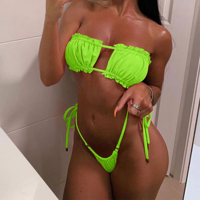 Fashion Thong Bikini 2021 Women Bequini Swimwear Summer Bathing Suit Push Up Padded Swimsuit Sexy Monokini Drop Shipping #P