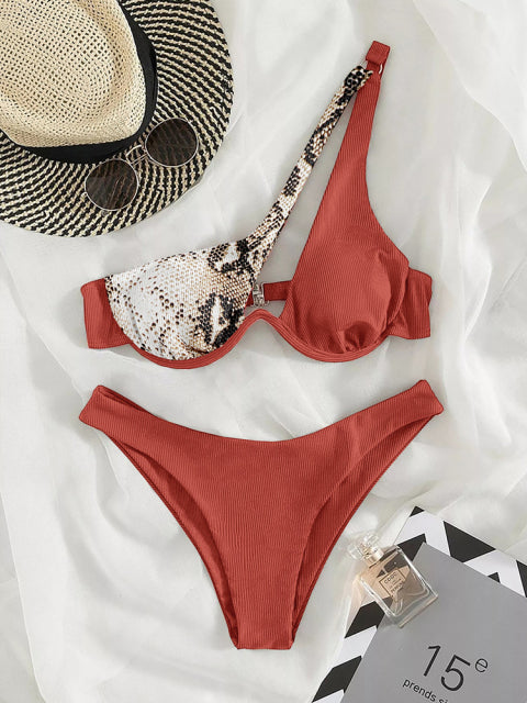 Sexy Bikinis Swimsuits Cut Out Women&#39;s Swimwear 2022 One Shoulder Biquini High Cut Bathing Suits Push Up Beach Bikini Set