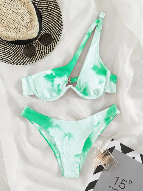 Sexy Bikinis Swimsuits Cut Out Women&#39;s Swimwear 2022 One Shoulder Biquini High Cut Bathing Suits Push Up Beach Bikini Set