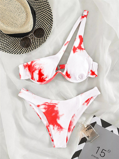 Sexy Bikinis Swimsuits Cut Out Women&#39;s Swimwear 2022 One Shoulder Biquini High Cut Bathing Suits Push Up Beach Bikini Set