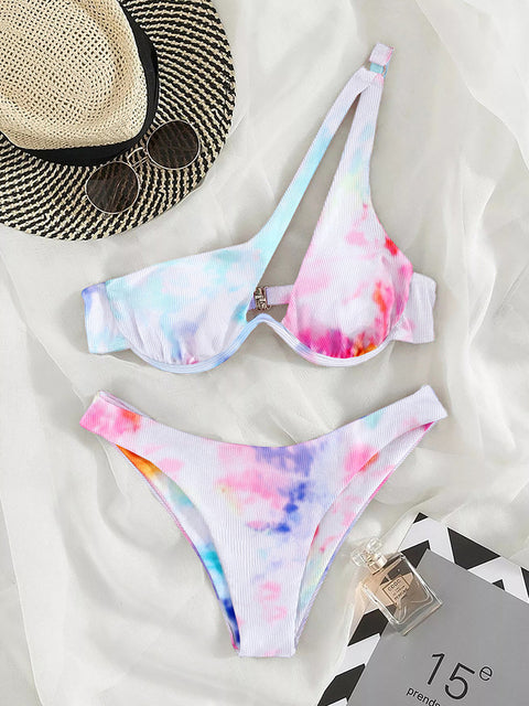 Sexy Bikinis Swimsuits Cut Out Women&#39;s Swimwear 2022 One Shoulder Biquini High Cut Bathing Suits Push Up Beach Bikini Set