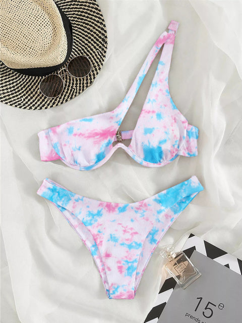 Sexy Bikinis Swimsuits Cut Out Women&#39;s Swimwear 2022 One Shoulder Biquini High Cut Bathing Suits Push Up Beach Bikini Set