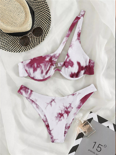 Sexy Bikinis Swimsuits Cut Out Women&#39;s Swimwear 2022 One Shoulder Biquini High Cut Bathing Suits Push Up Beach Bikini Set