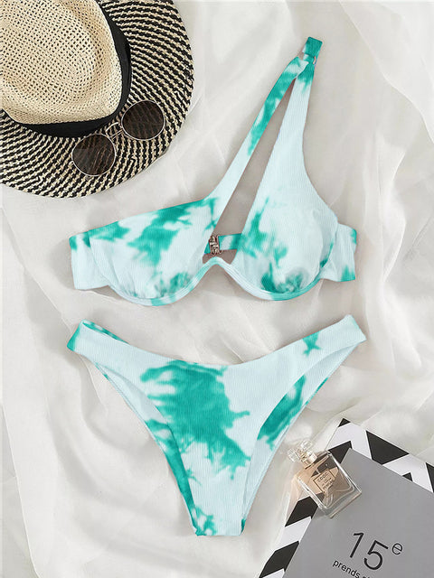 Sexy Bikinis Swimsuits Cut Out Women&#39;s Swimwear 2022 One Shoulder Biquini High Cut Bathing Suits Push Up Beach Bikini Set