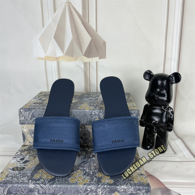 Women Sandals Woman Shoe Slipper Embroider Sandals Summer 2022 Women Slides Slipper Woman Flip Flop Slippers Floral Print