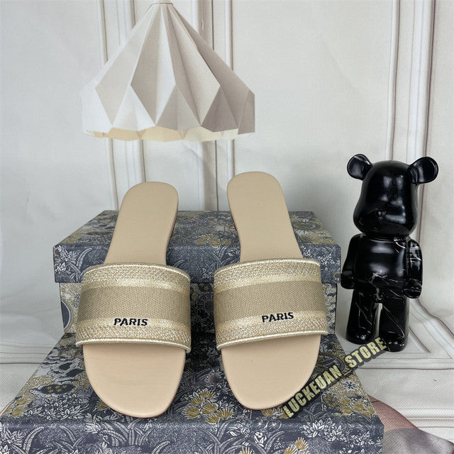 Women Sandals Woman Shoe Slipper Embroider Sandals Summer 2022 Women Slides Slipper Woman Flip Flop Slippers Floral Print
