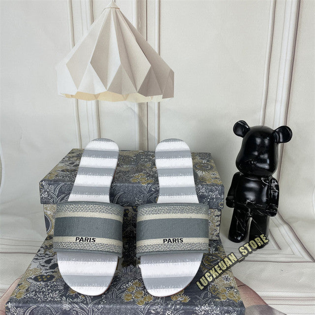 Women Sandals Woman Shoe Slipper Embroider Sandals Summer 2022 Women Slides Slipper Woman Flip Flop Slippers Floral Print