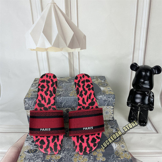 Women Sandals Woman Shoe Slipper Embroider Sandals Summer 2022 Women Slides Slipper Woman Flip Flop Slippers Floral Print