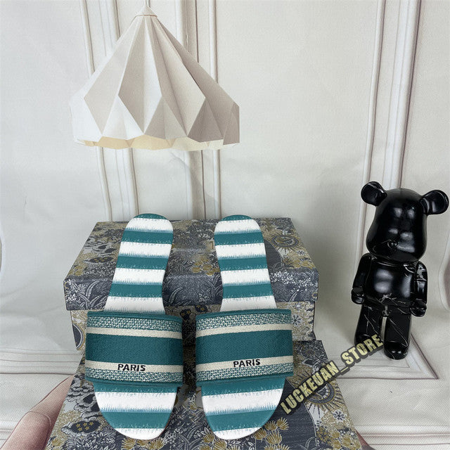 Women Sandals Woman Shoe Slipper Embroider Sandals Summer 2022 Women Slides Slipper Woman Flip Flop Slippers Floral Print