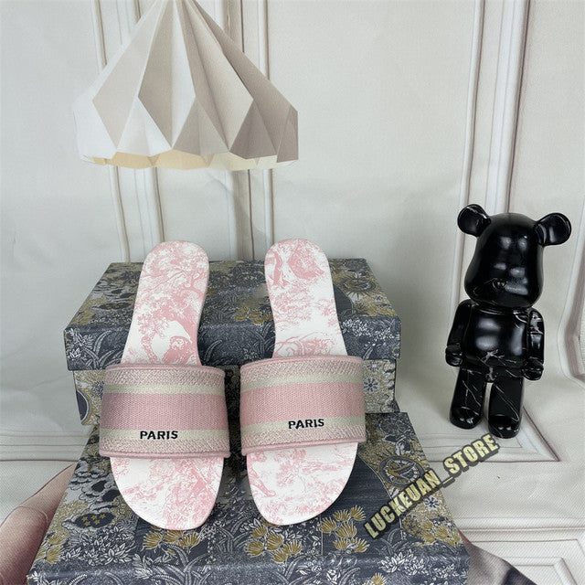 Women Sandals Woman Shoe Slipper Embroider Sandals Summer 2022 Women Slides Slipper Woman Flip Flop Slippers Floral Print