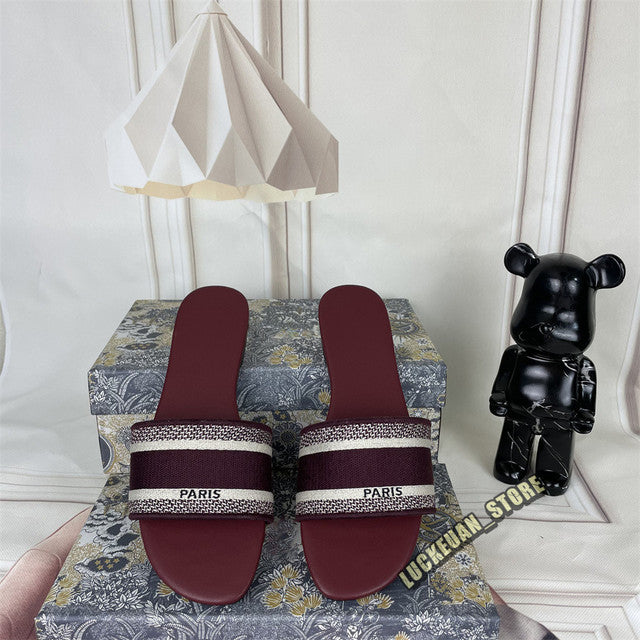 Women Sandals Woman Shoe Slipper Embroider Sandals Summer 2022 Women Slides Slipper Woman Flip Flop Slippers Floral Print