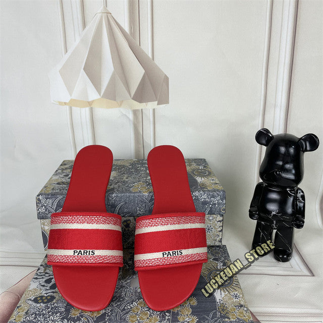 Women Sandals Woman Shoe Slipper Embroider Sandals Summer 2022 Women Slides Slipper Woman Flip Flop Slippers Floral Print