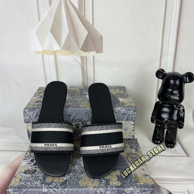 Women Sandals Woman Shoe Slipper Embroider Sandals Summer 2022 Women Slides Slipper Woman Flip Flop Slippers Floral Print