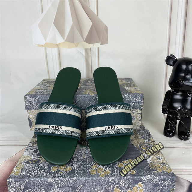 Women Sandals Woman Shoe Slipper Embroider Sandals Summer 2022 Women Slides Slipper Woman Flip Flop Slippers Floral Print