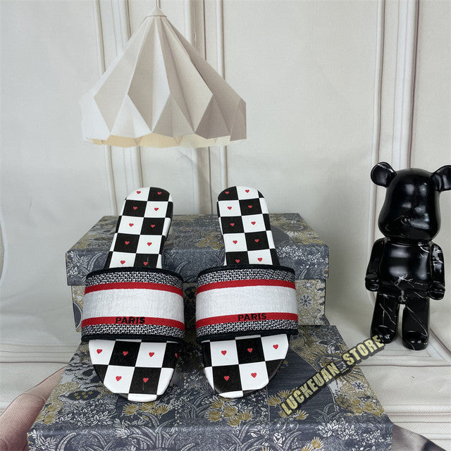 Women Sandals Woman Shoe Slipper Embroider Sandals Summer 2022 Women Slides Slipper Woman Flip Flop Slippers Floral Print