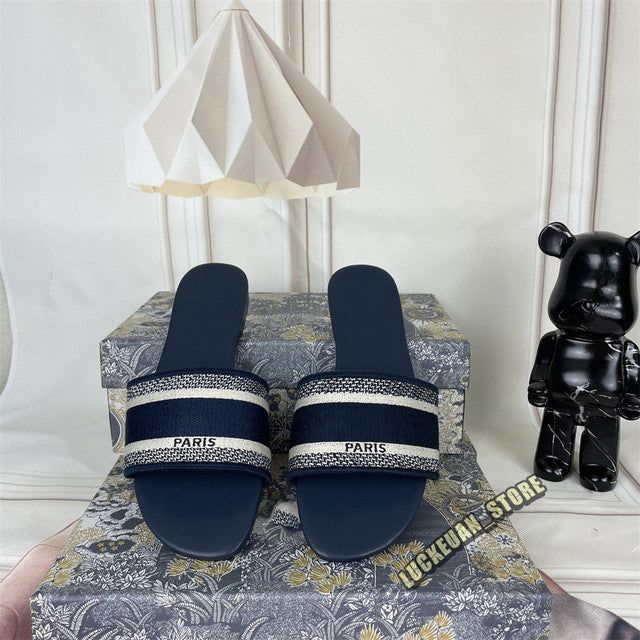 Women Sandals Woman Shoe Slipper Embroider Sandals Summer 2022 Women Slides Slipper Woman Flip Flop Slippers Floral Print