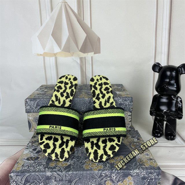 Women Sandals Woman Shoe Slipper Embroider Sandals Summer 2022 Women Slides Slipper Woman Flip Flop Slippers Floral Print