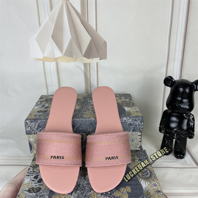 Women Sandals Woman Shoe Slipper Embroider Sandals Summer 2022 Women Slides Slipper Woman Flip Flop Slippers Floral Print