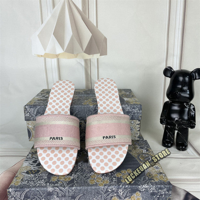 Women Sandals Woman Shoe Slipper Embroider Sandals Summer 2022 Women Slides Slipper Woman Flip Flop Slippers Floral Print