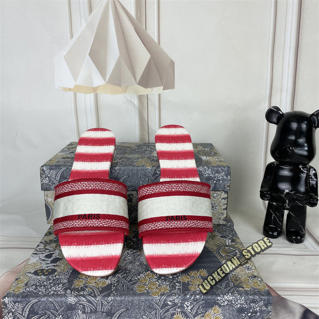 Women Sandals Woman Shoe Slipper Embroider Sandals Summer 2022 Women Slides Slipper Woman Flip Flop Slippers Floral Print